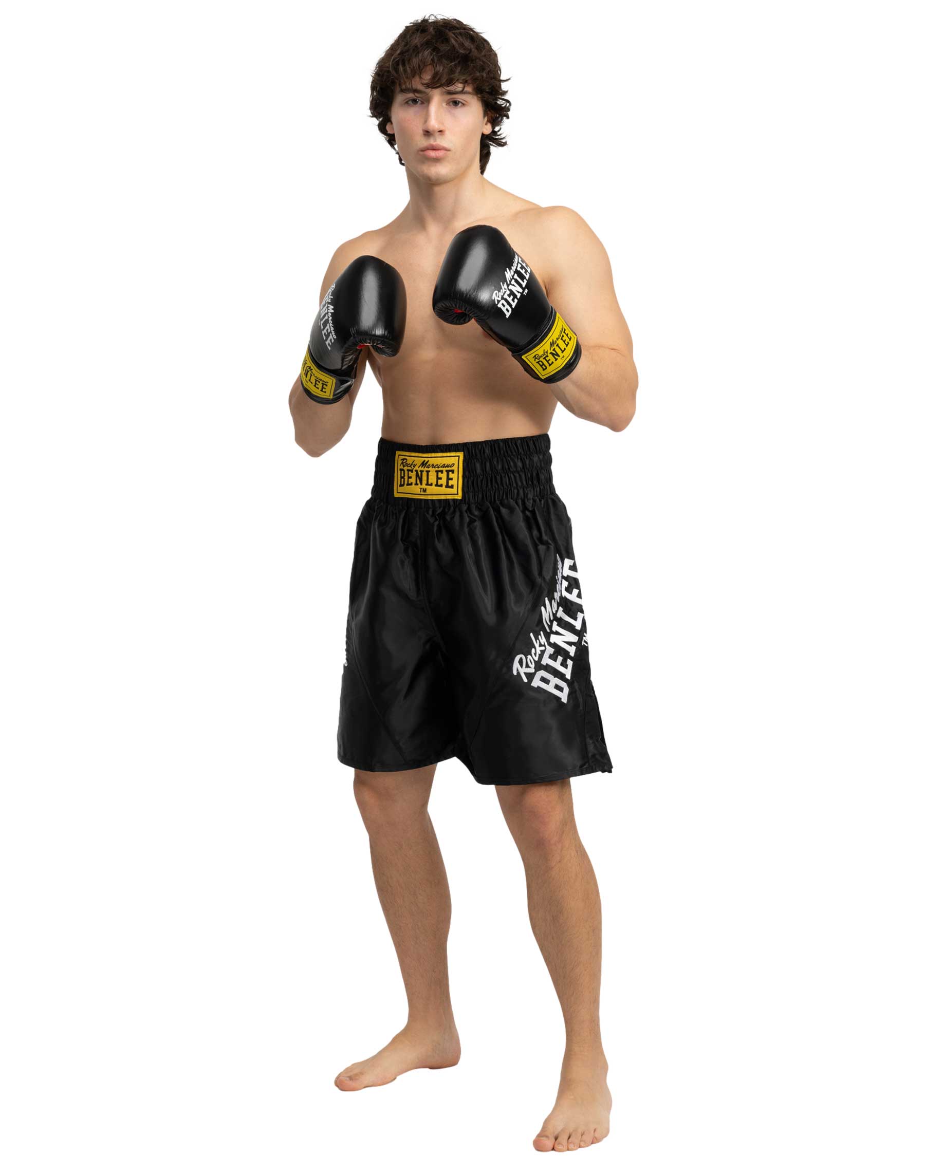 BenLee Bonaventura short de boxe noir/or détail sportswear