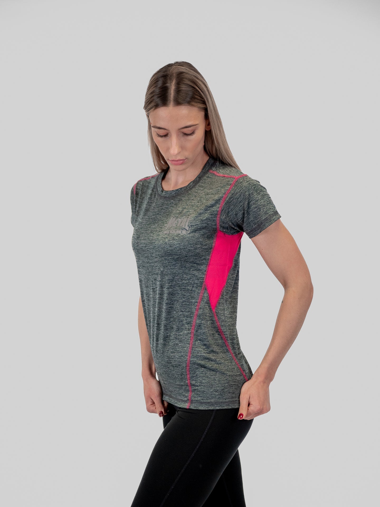 Damen Funktions-T-Shirt Metal Boxe Grau Fuchsia