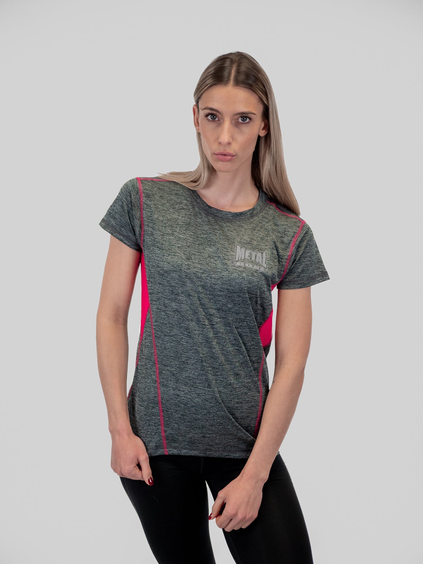 Damen Funktions-T-Shirt Metal Boxe Grau Fuchsia