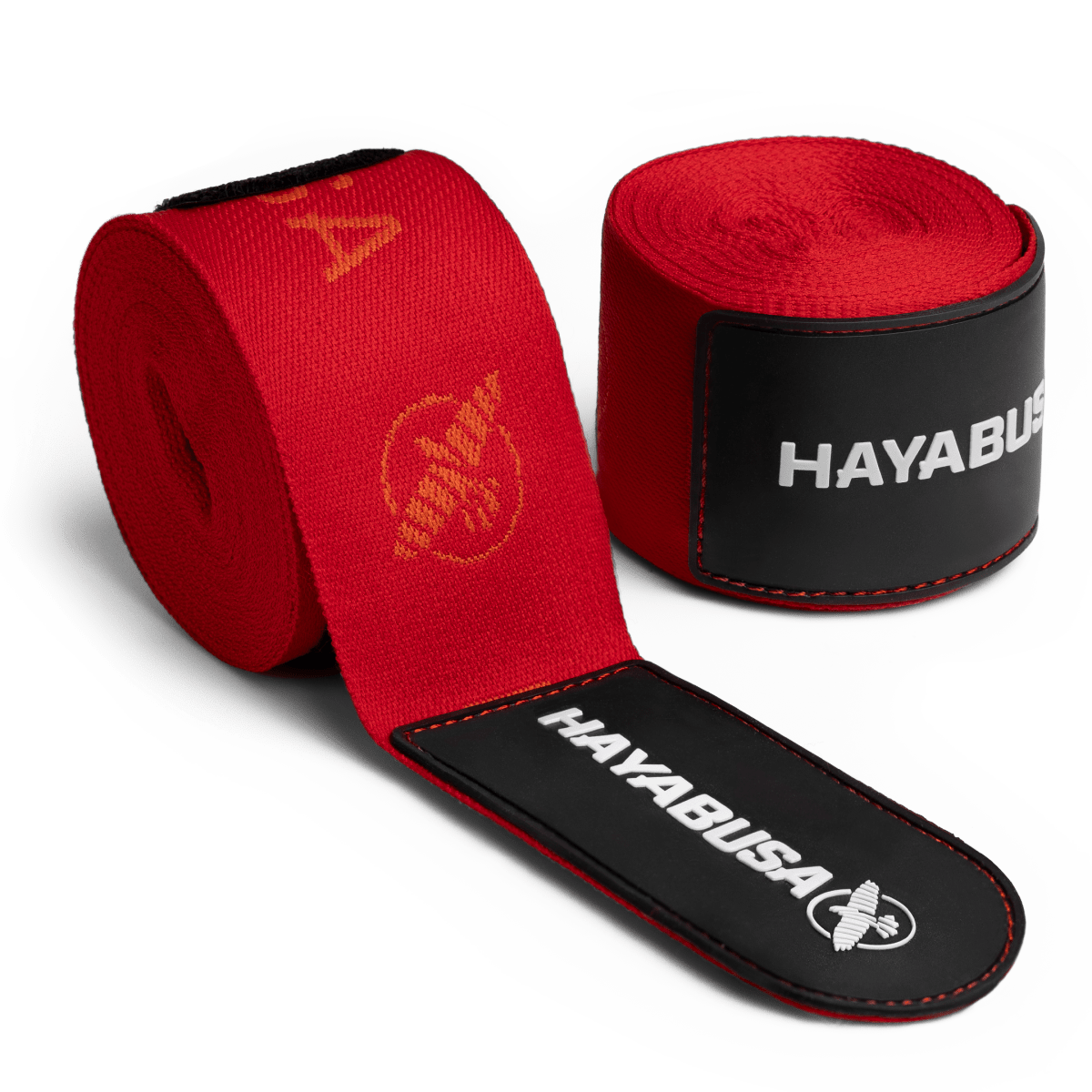 Paar professionelle rote Hayabusa Deluxe-Bandagen, aufgerollt 4,5 Meter