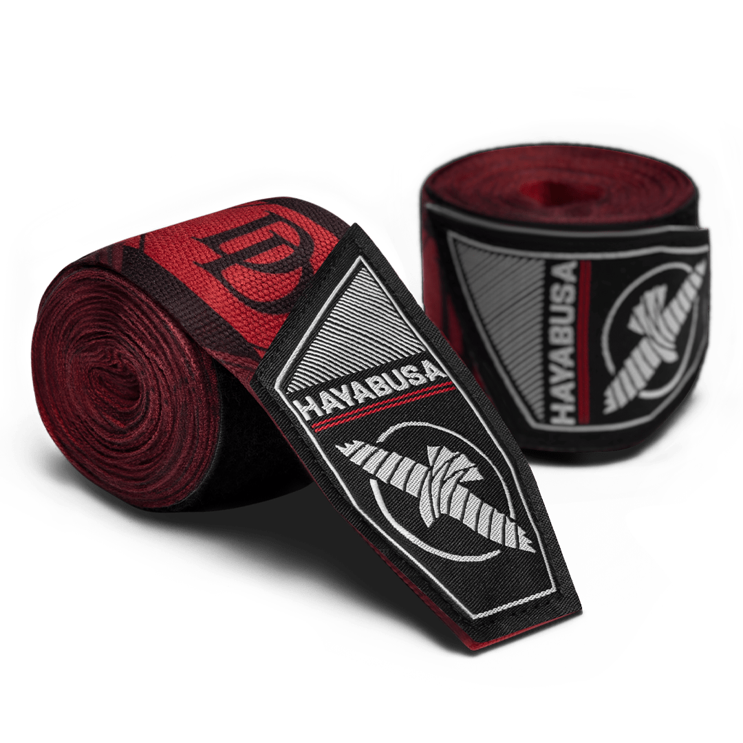 Paar Hayabusa Marvel Hero Elite Daredevil Rollbandagen mit „DD“-Logo und roter Farbe