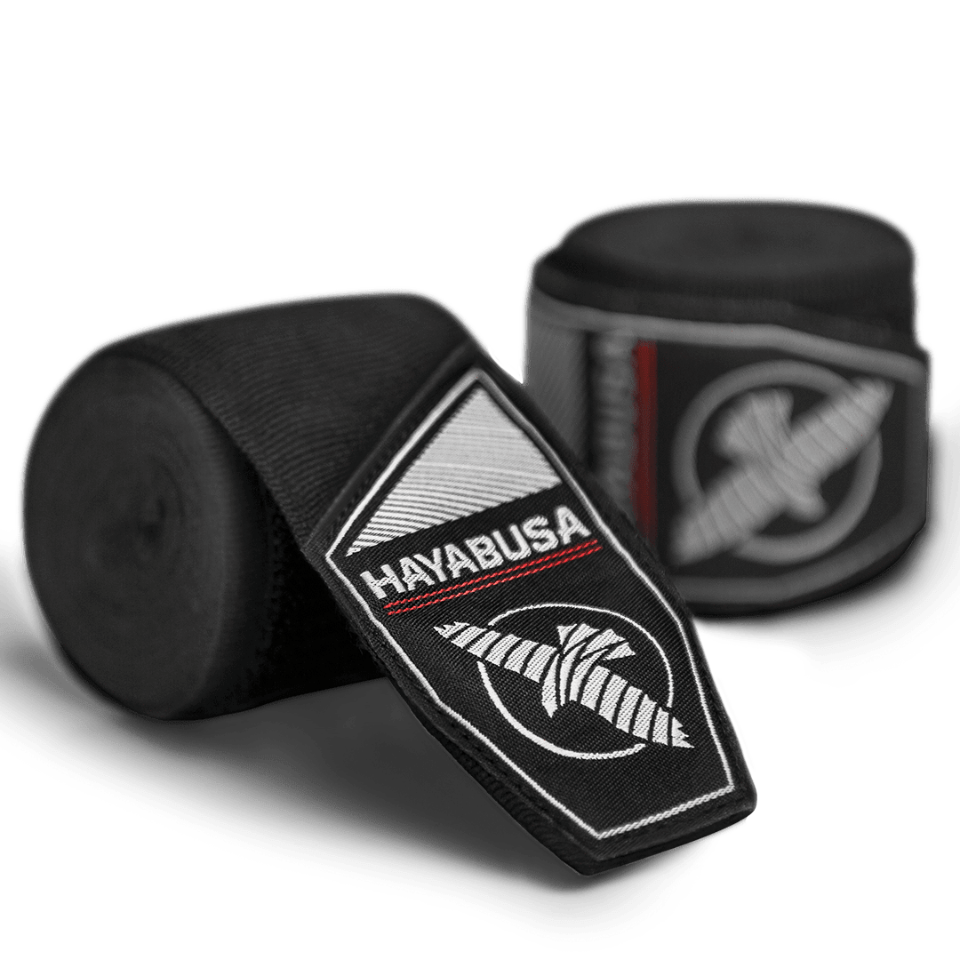 Pereche de bandaje de box rulate Hayabusa Perfect Stretch Youth negre pentru copii