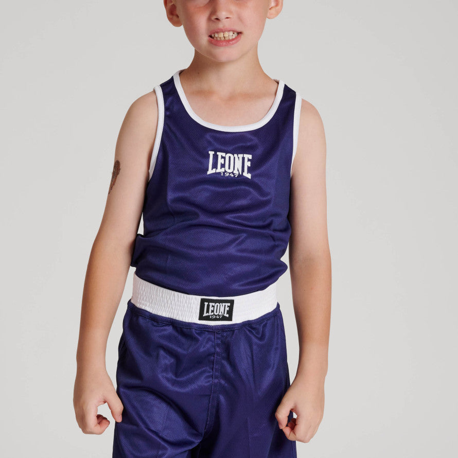 CANOTTA BOXE Leone Bambino Reversibile Rossa Blu