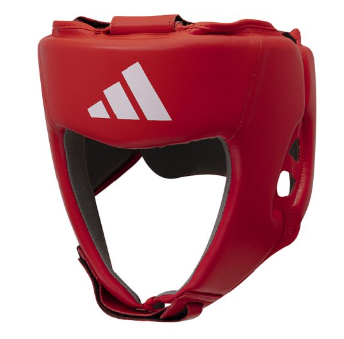 casco da pugilato Adidas approvato per le gare dilettantistiche.Colore rosso,chiusura con doppio velcro sul retro