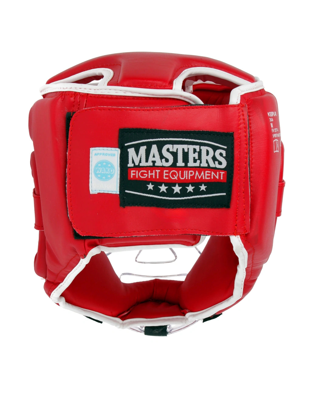 Vista posteriore del casco WAKO rosso con dettaglio della chiusura a velcro regolabile