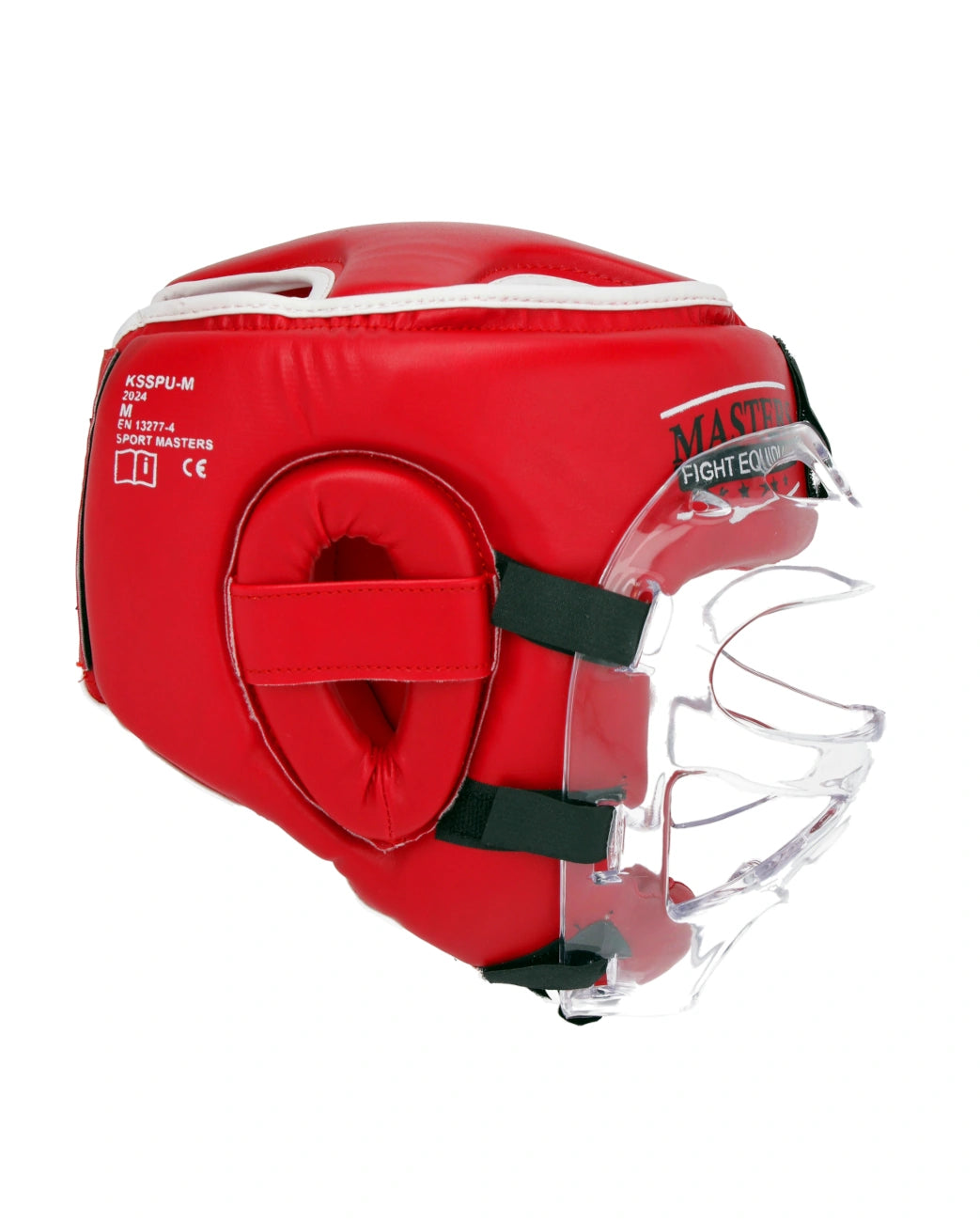 Profilo laterale del casco rosso WAKO che mostra la protezione auricolare e l'aggancio visiera