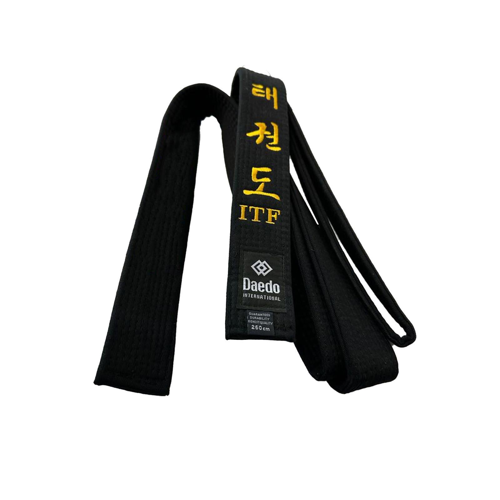 Faixa preta de Taekwon-Do ITF bordada em ouro - vista traseira