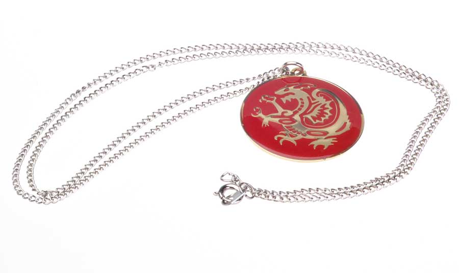 Collana con Ciondolo Drago Orientale Rosso - vista frontale