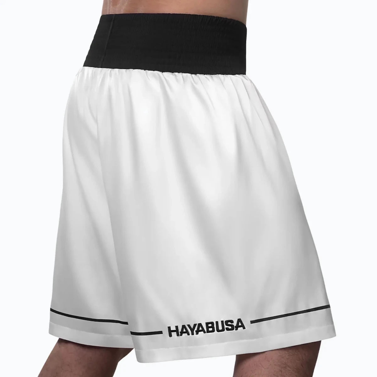 Short de boxe blanc Hayabusa avec broderie au dos