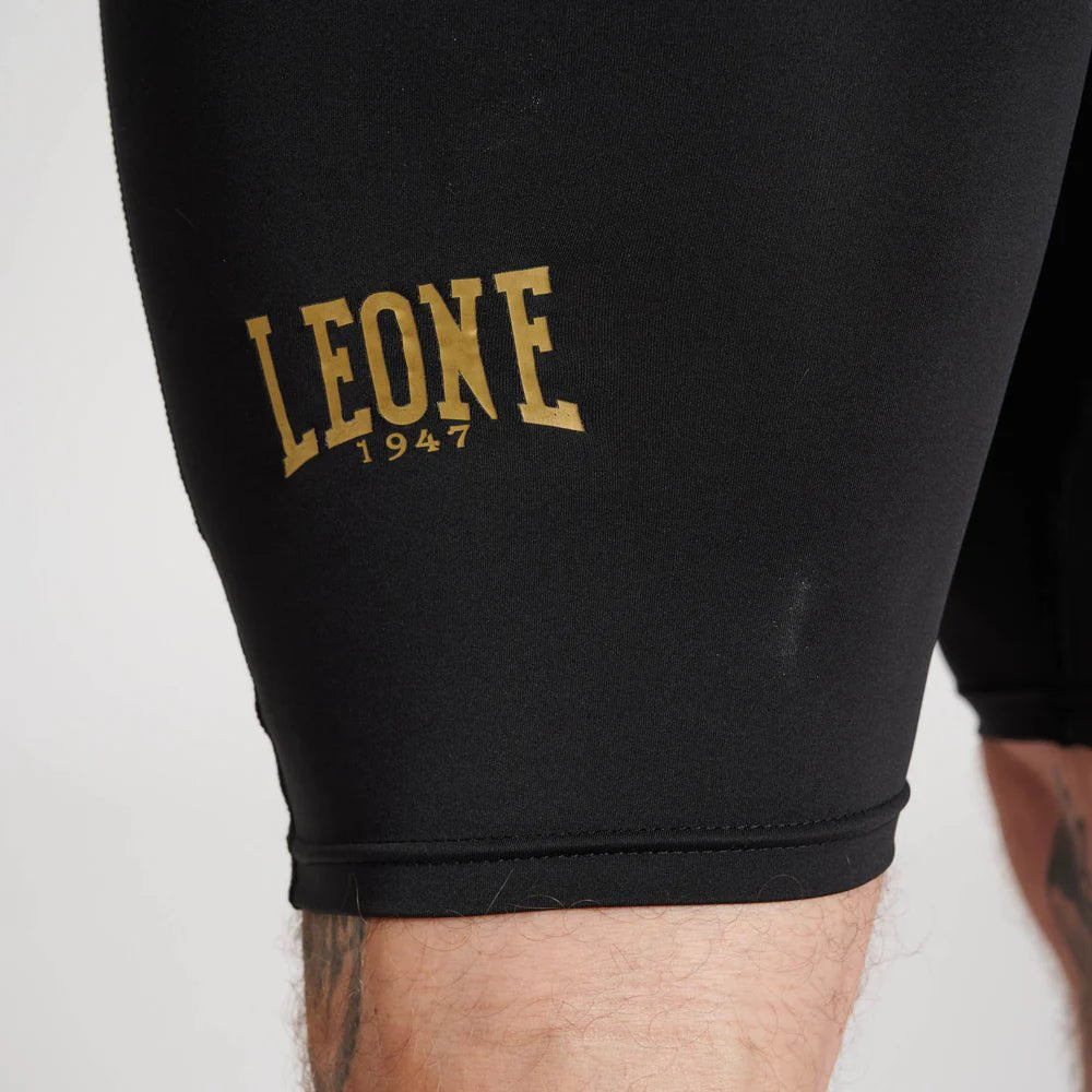 Pantaloncini Compressione Leone DNA | Shorts Aderenti Training Nero Oro - Fight Club Store
