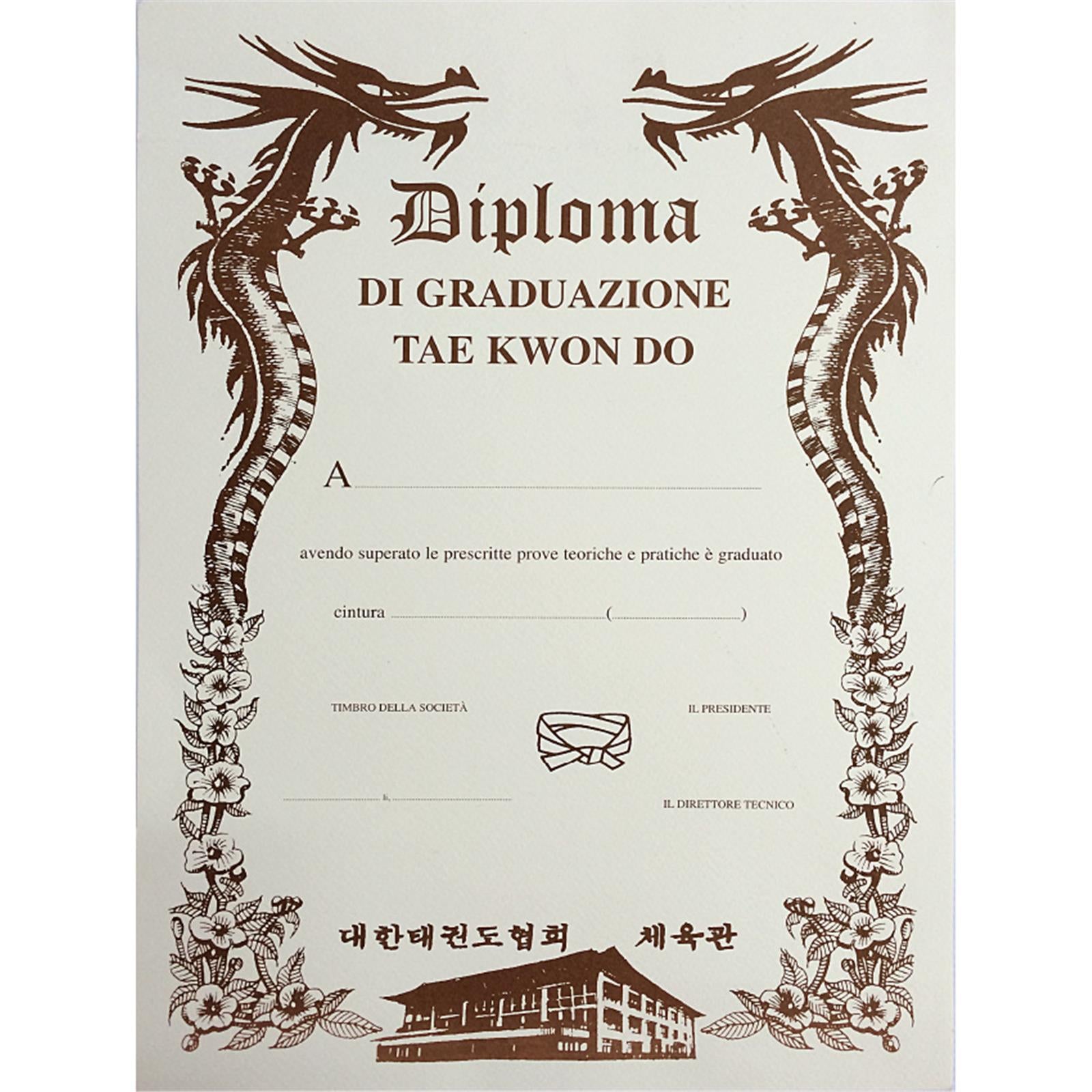Diploma Taekwondo per Passaggio Cintura
