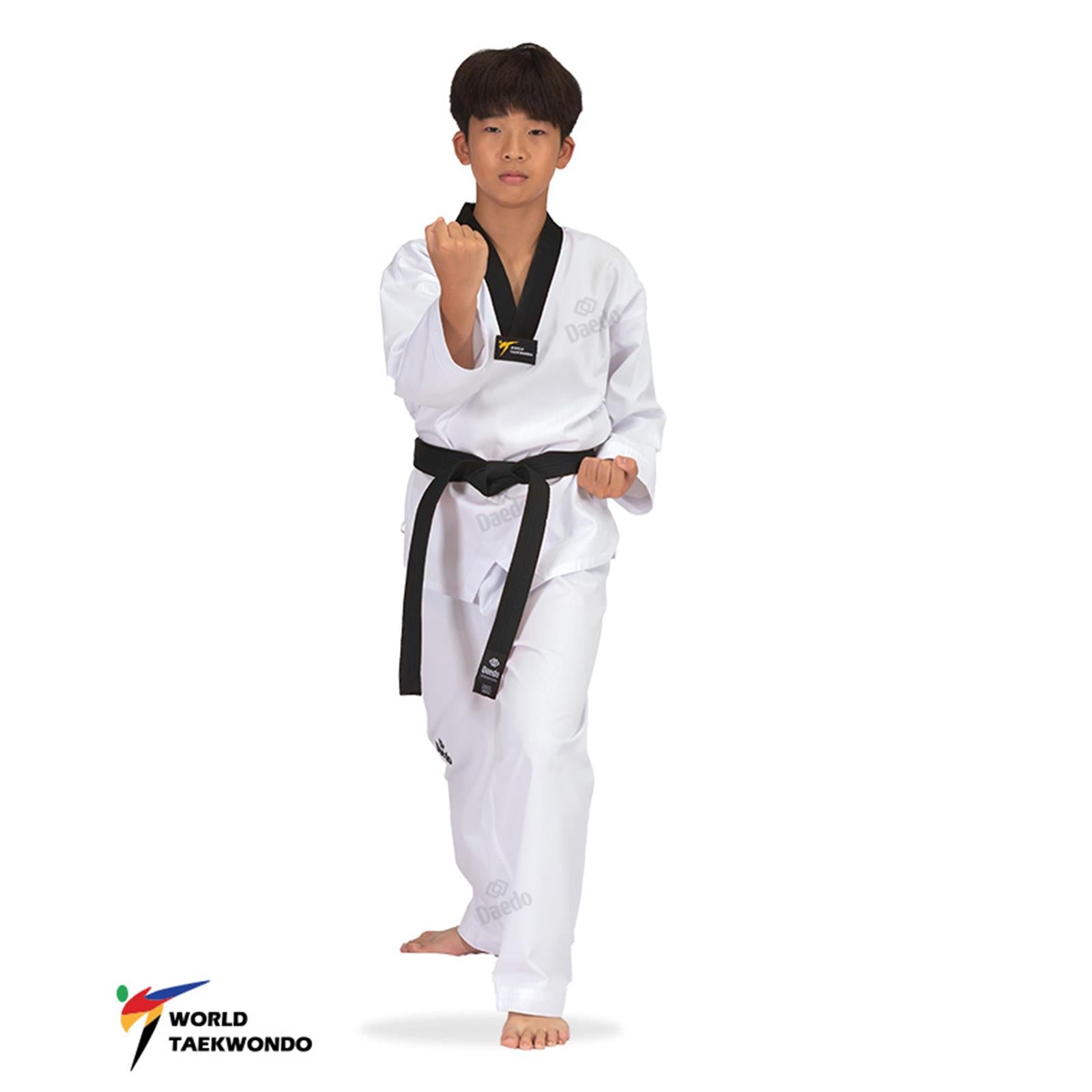Dobok Taekwondo DAEDO Collo Nero Stampa Retro