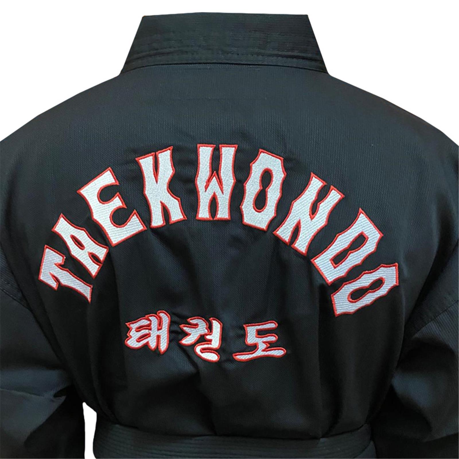 DOBOK Nero con Ricamo sulla Schiena TAEKWONDO Approvato WT