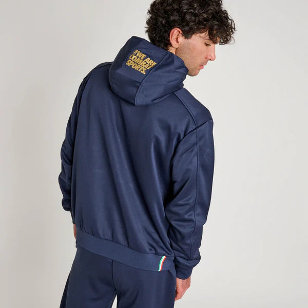 Felpa sportiva Leone 1947 linea DNA con cappuccio colore blu retro