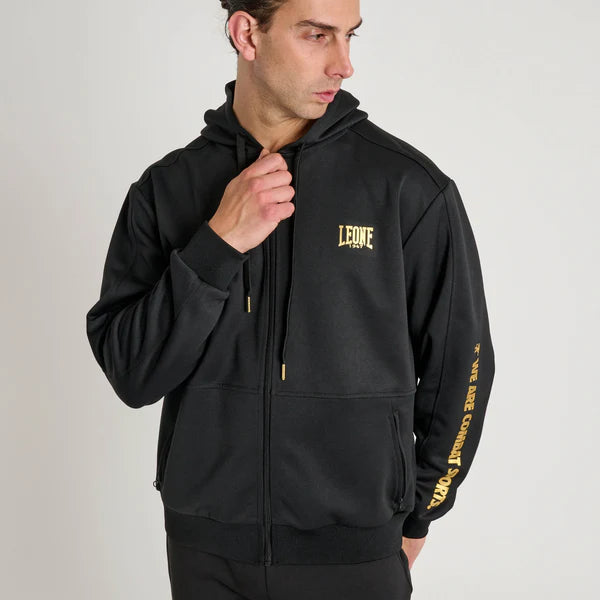 Felpa tecnica Leone 1947 linea DNA con cappuccio colore nero