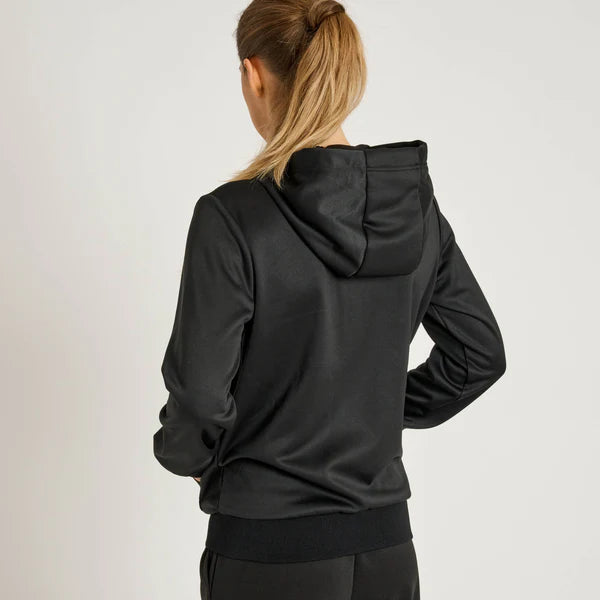 Vista posteriore della felpa tecnica Logo Lightweight nera dal design pulito
