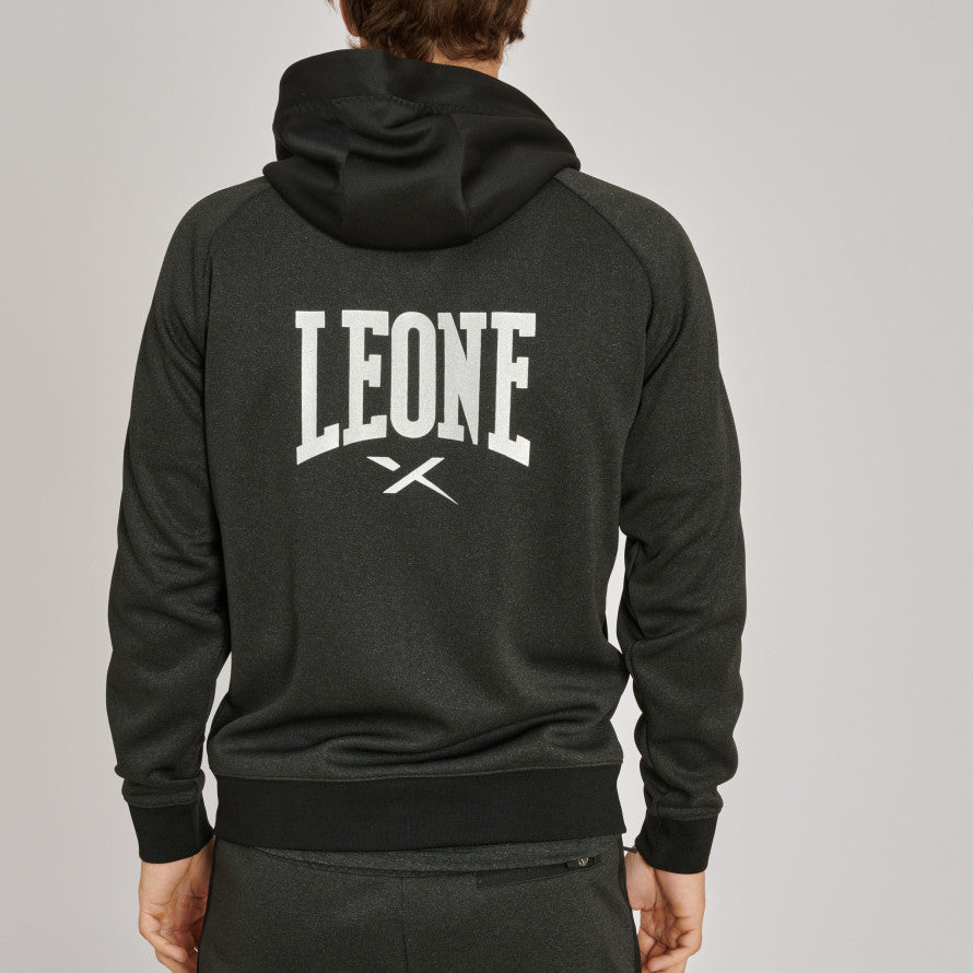 Felpa Leone Melange con Cappuccio e Zip