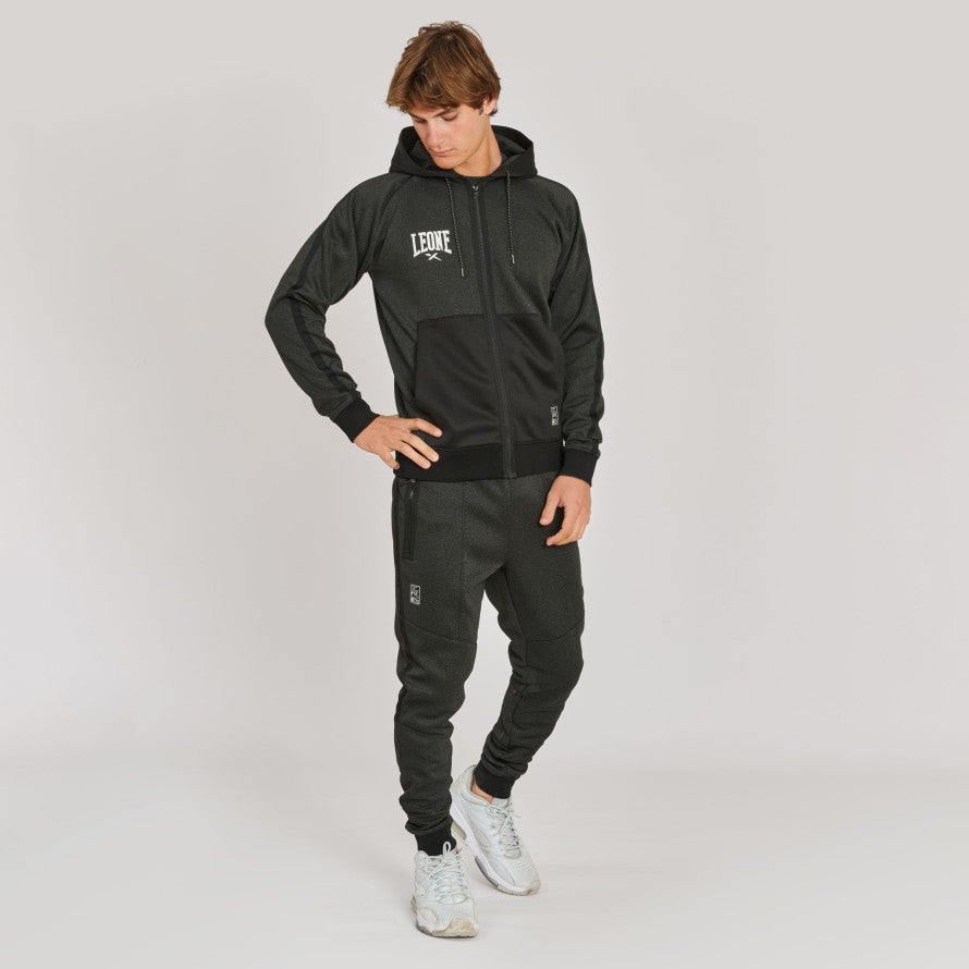 Felpa Leone Melange con Cappuccio e Zip