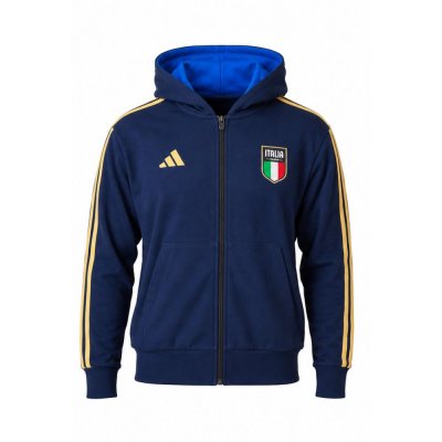 Essential Tricolor-Sweatshirt mit Reißverschluss aus marineblauer Baumwolle – Vorderansicht