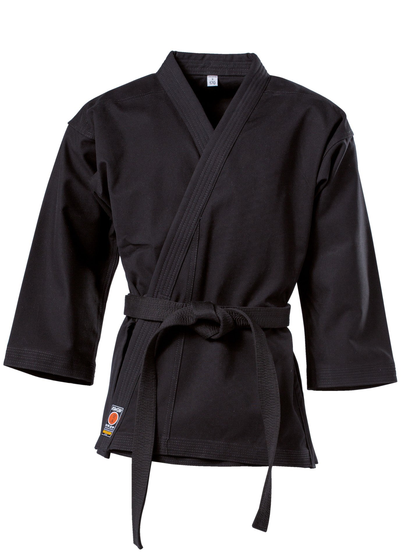 Giacca da Karate tradizionale 8 oz in cotone nero vista frontale