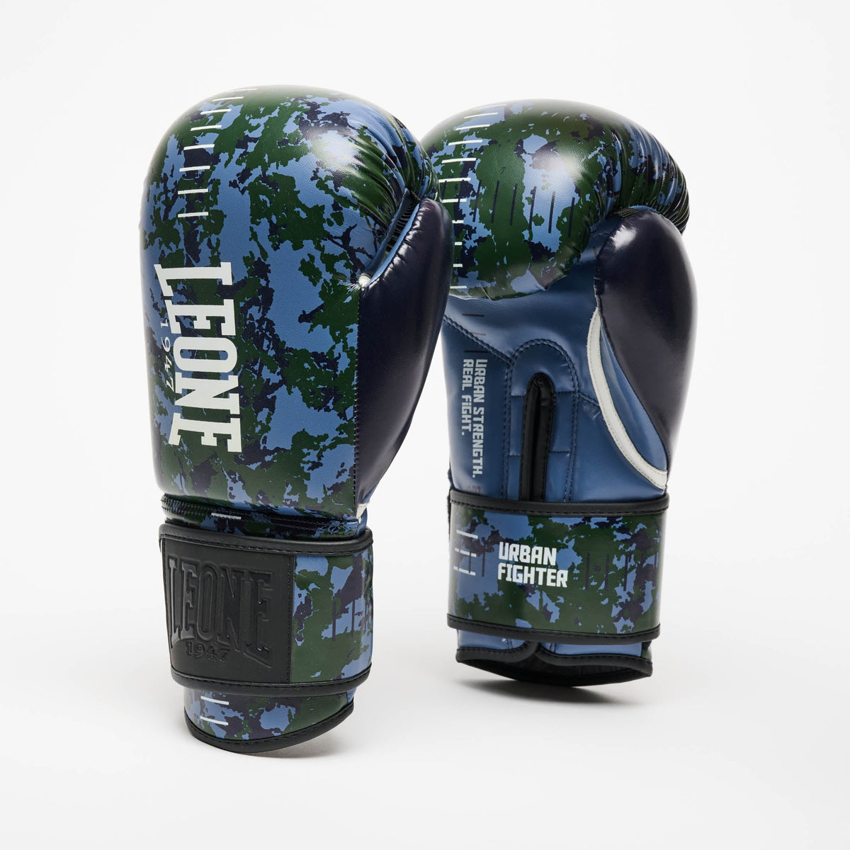 Urban Fighter Camouflage/Mănuși de box albastre - vedere frontală