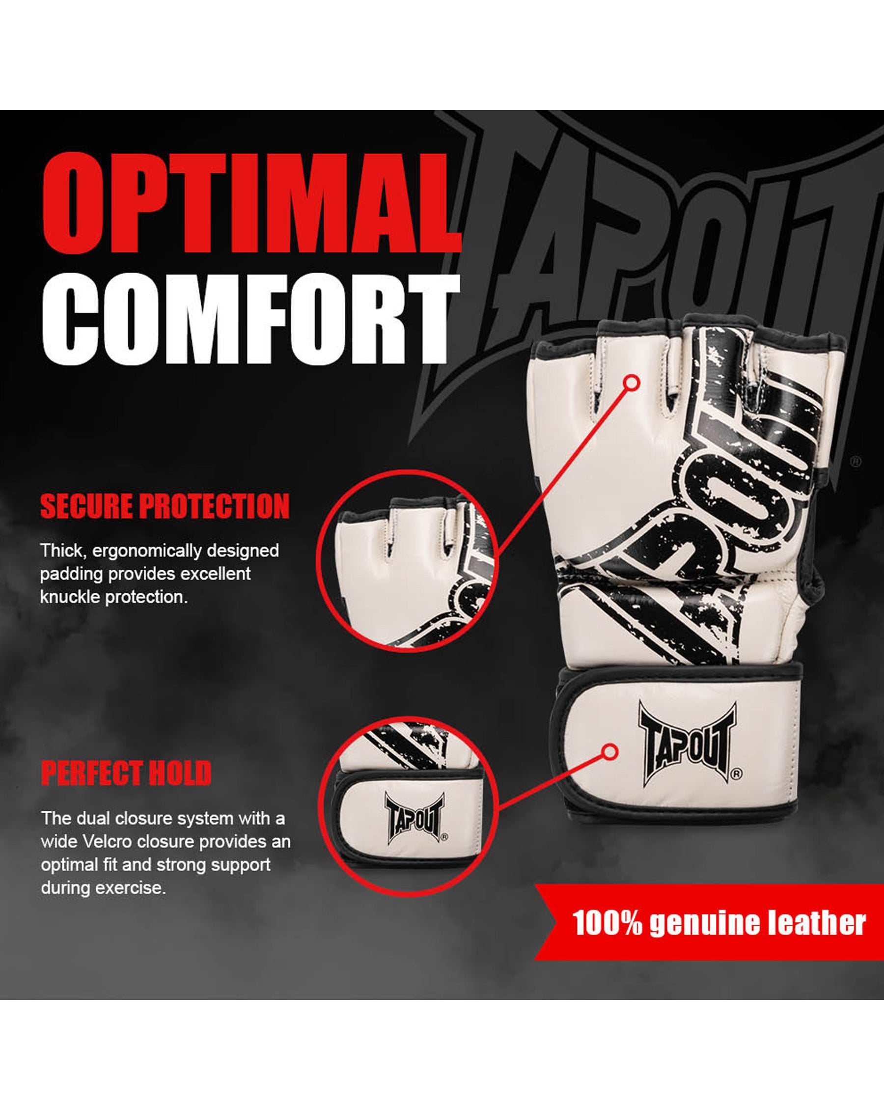 TapouT leren MMA-trainingshandschoenen - detailweergave-2