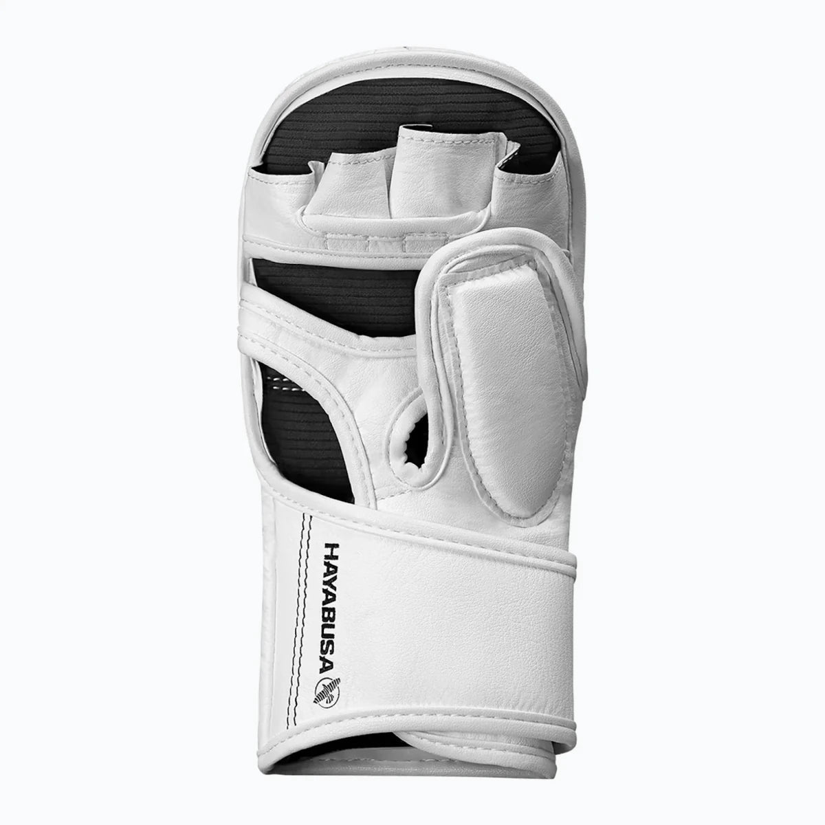 Visão interna da palma ergonômica das luvas brancas T3 Hybrid para uma aderência segura e antiderrapante.