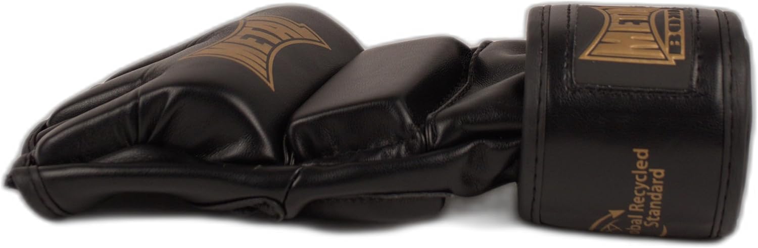 Vista laterale guanti MMA GRS, dettaglio rinforzo pollice e chiusura velcro