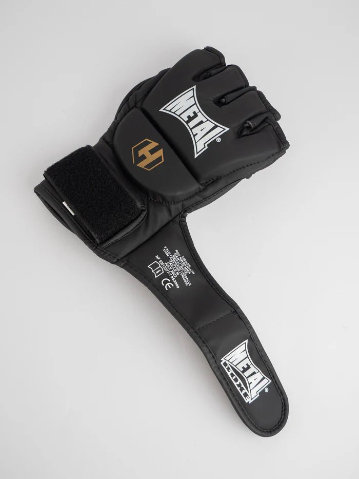 Vista da palma das luvas Hexagone MMA, detalhe do polegar livre para luta profissional