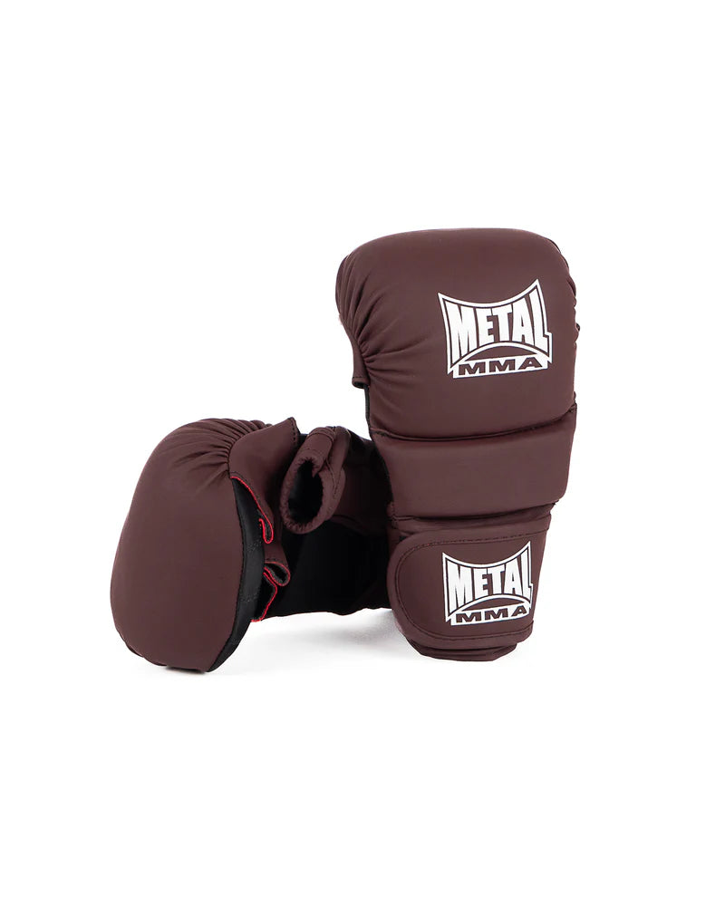 Vista frontale guanti MMA Sparring Metal Boxe The Shell bordeaux oxblood finitura fatta a mano