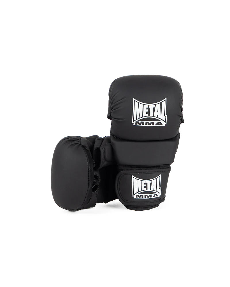 Vista frontale guanti MMA Sparring Metal Boxe The Shell neri design classico da gabbia