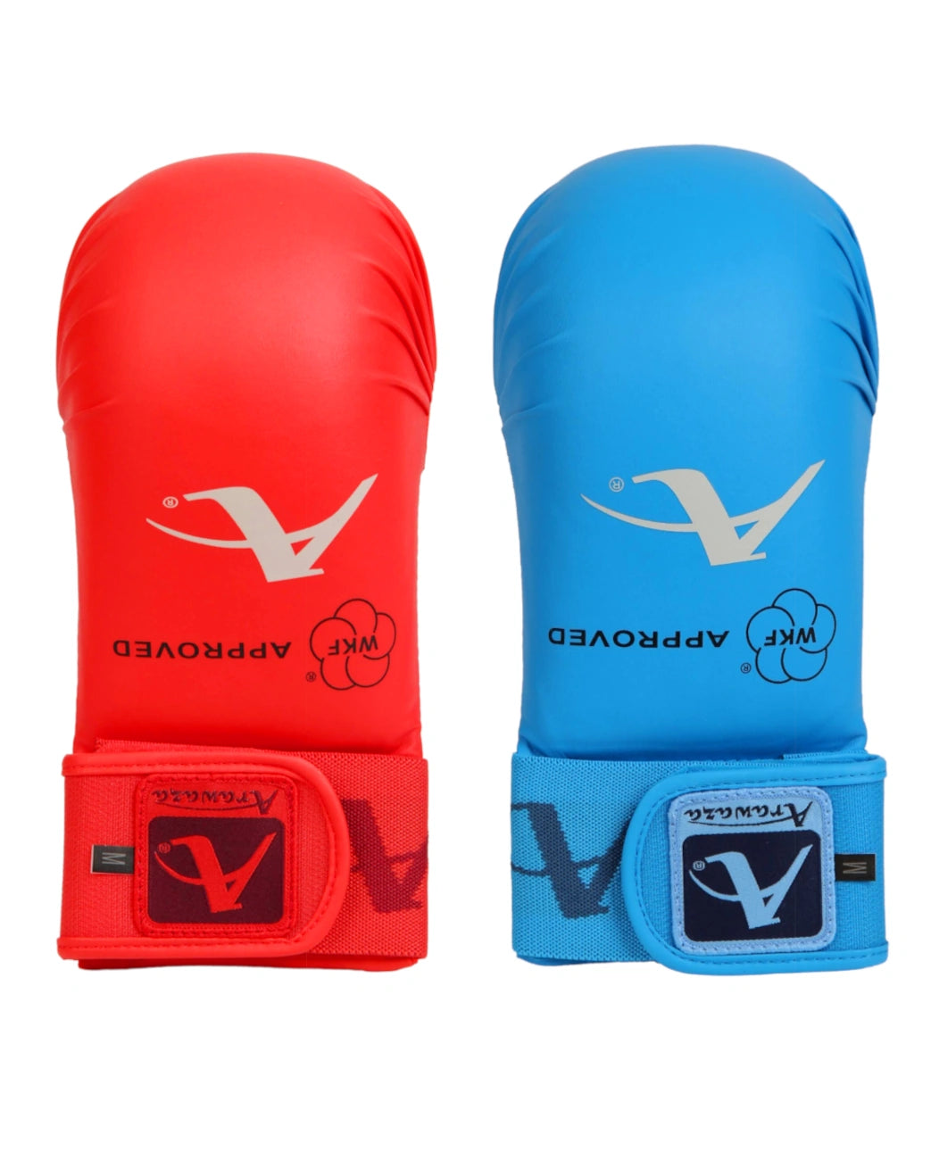 Coppia di guantini Karate Arawaza WKF Kumite approvati WKF nei colori ufficiali rosso e blu per competizioni
