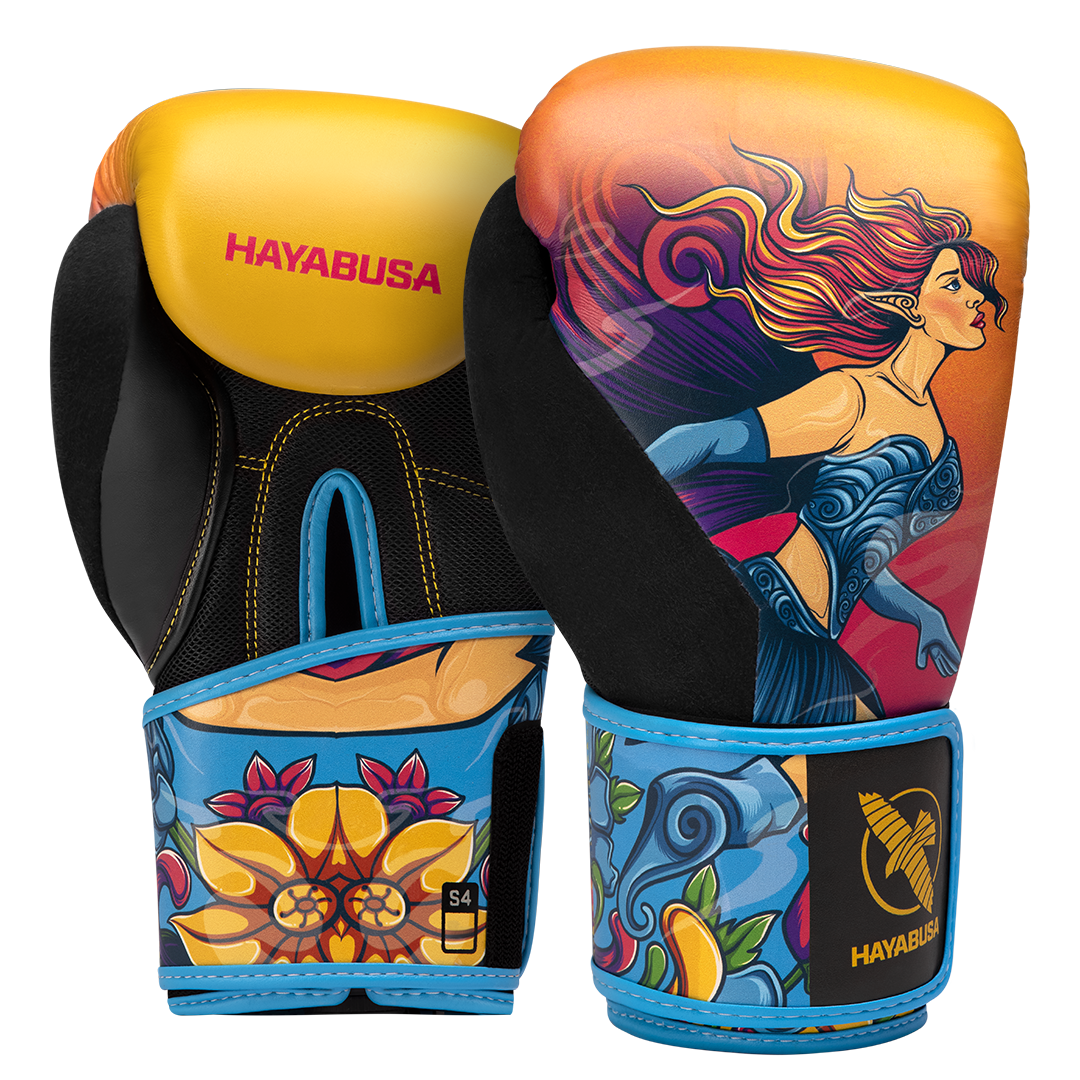 Set di guantoni da boxe Hayabusa S4 Youth Epic per bambini con grafica fata magica su sfondo rosa