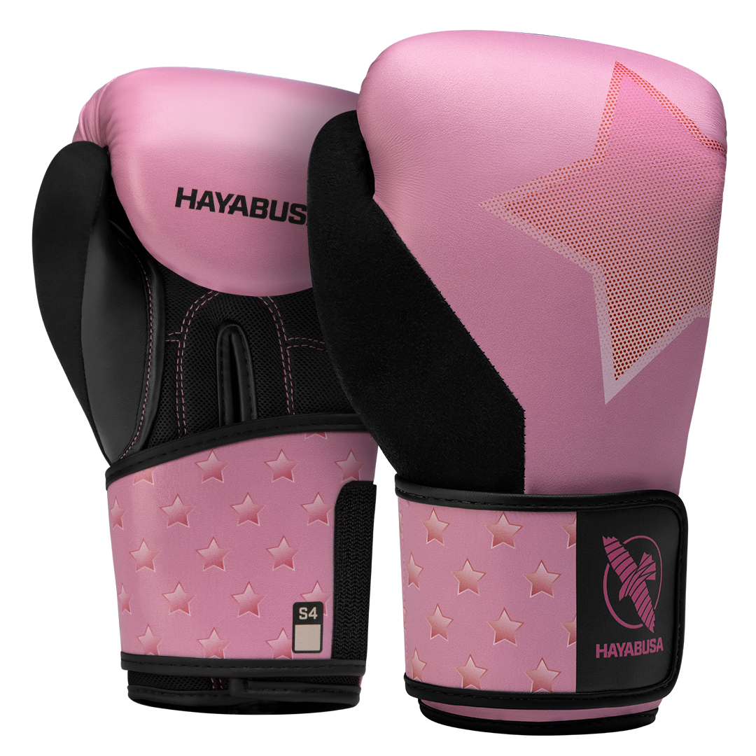 Paar Hayabusa S4 Youth Epic Boxhandschuhe für Mädchen mit rosa und lila funkelnden Sterngrafiken