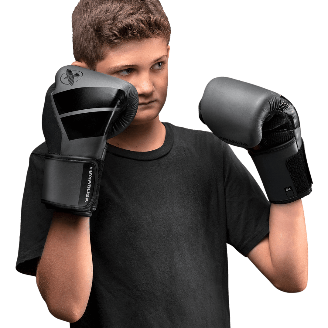 Détail du gant simple gris Hayabusa S4 pour enfant avec rembourrage attelle