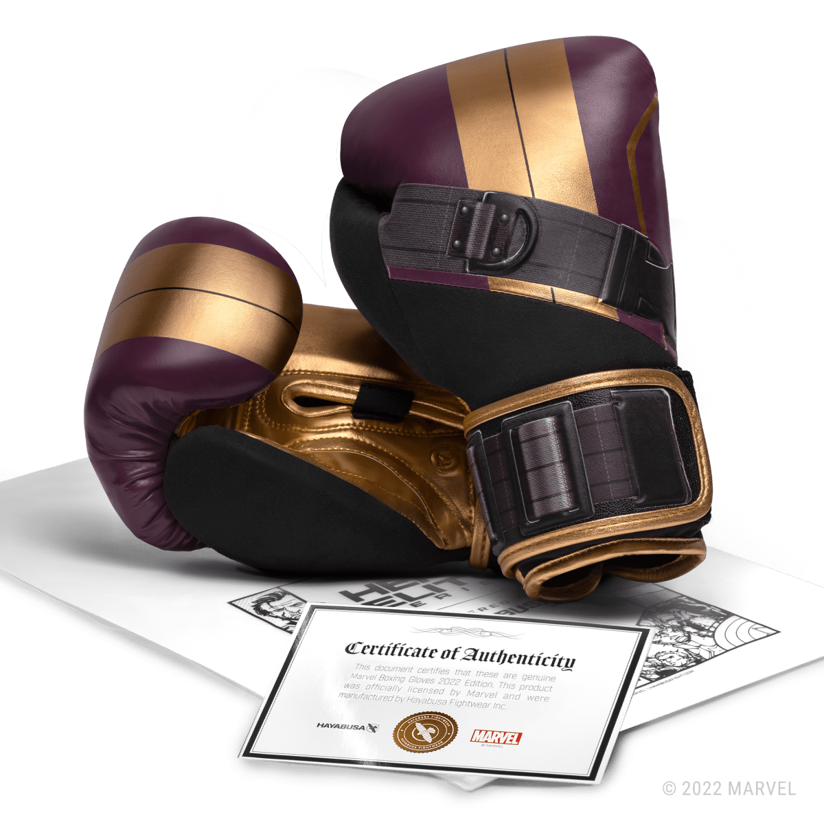 Certificat d'authenticité officiel de la collaboration Hayabusa X Marvel pour les gants Batroc