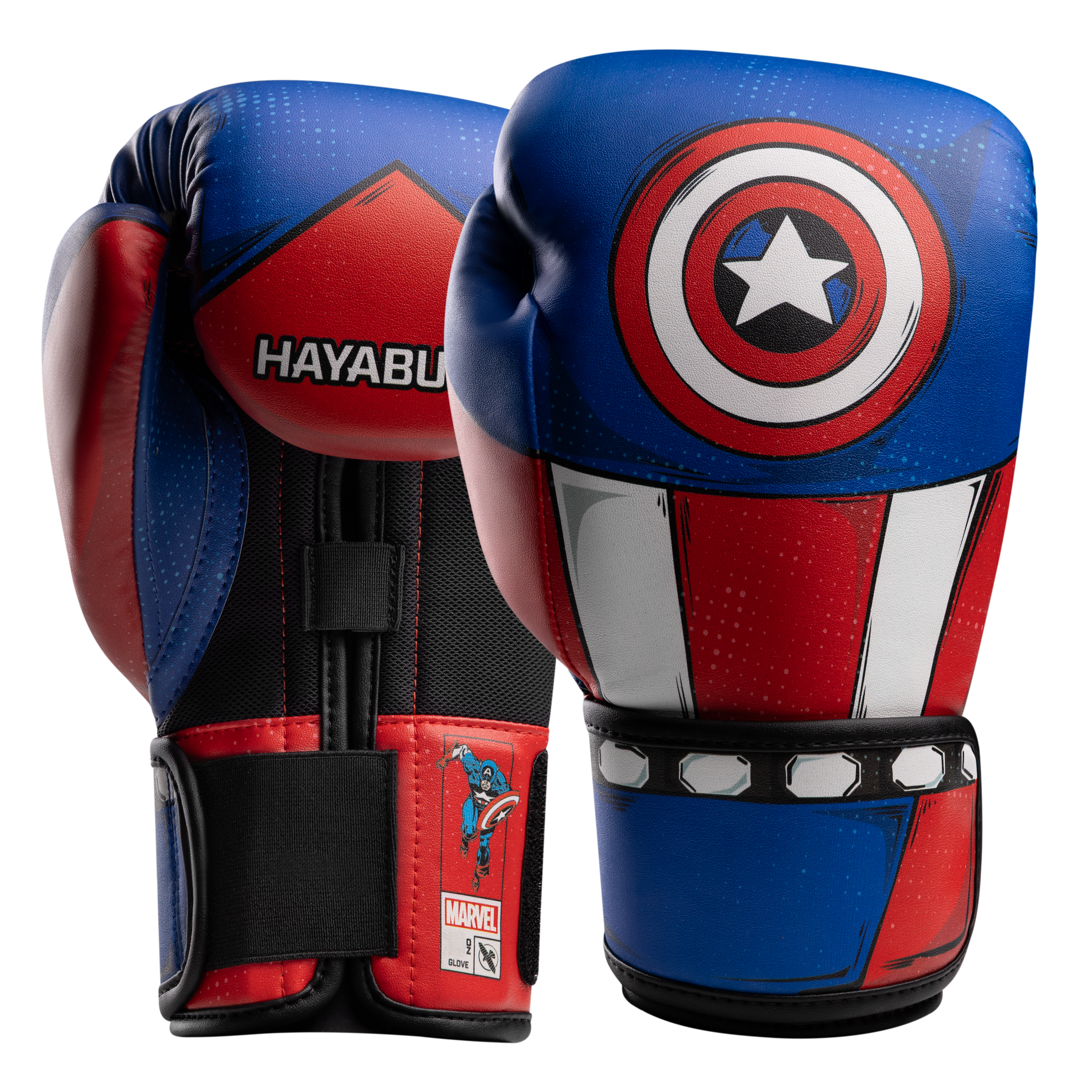 Coppia di guantoni da boxe Hayabusa Marvel Classic Captain America rossi bianchi e blu