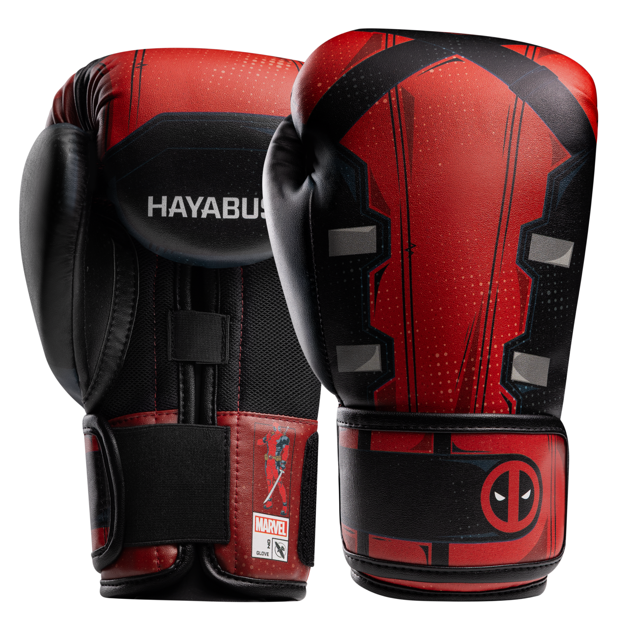 Coppia di guantoni da boxe Hayabusa Marvel Classic Deadpool rossi e neri