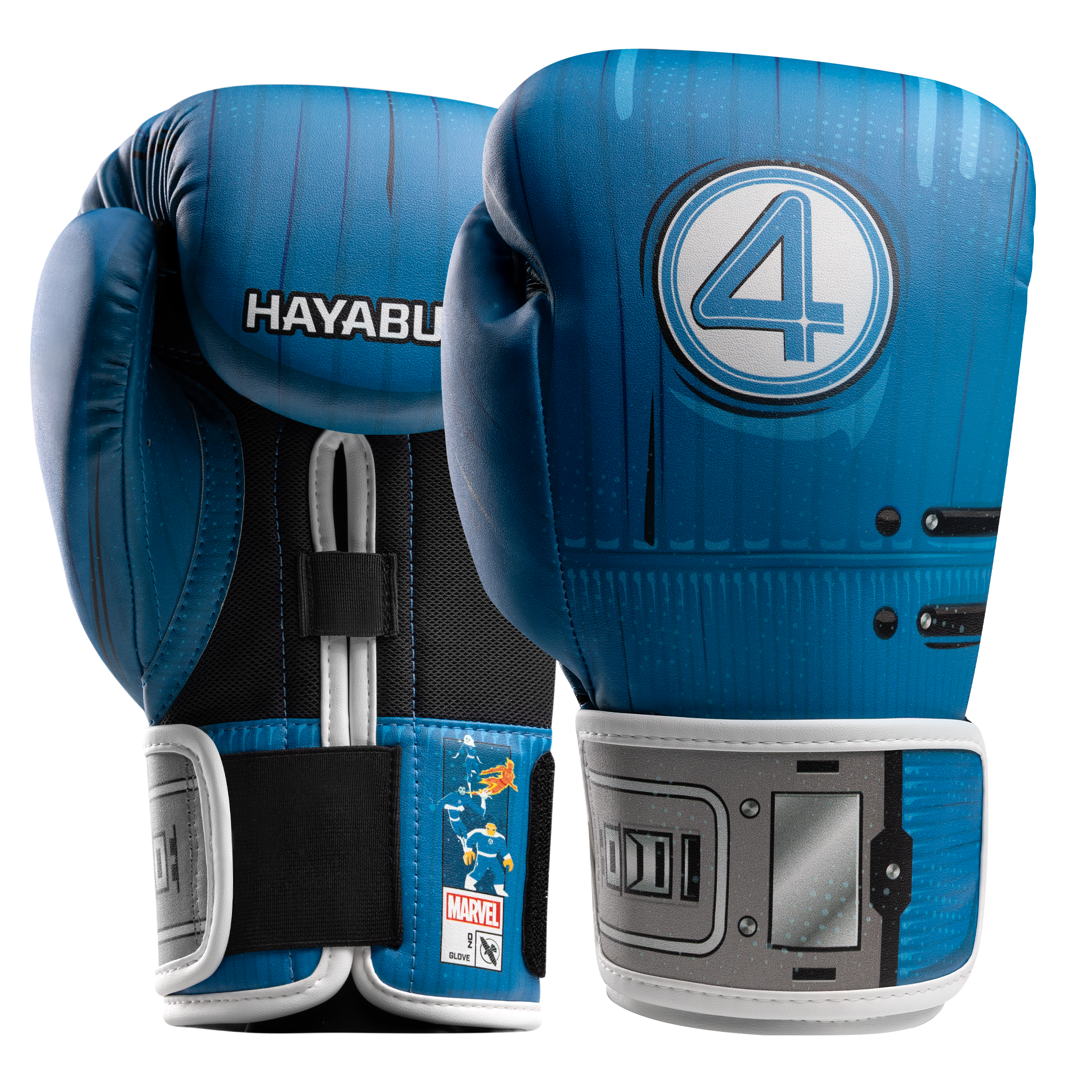 Coppia di guantoni da boxe Hayabusa Marvel Classic Fantastic Four blu con logo ufficiale