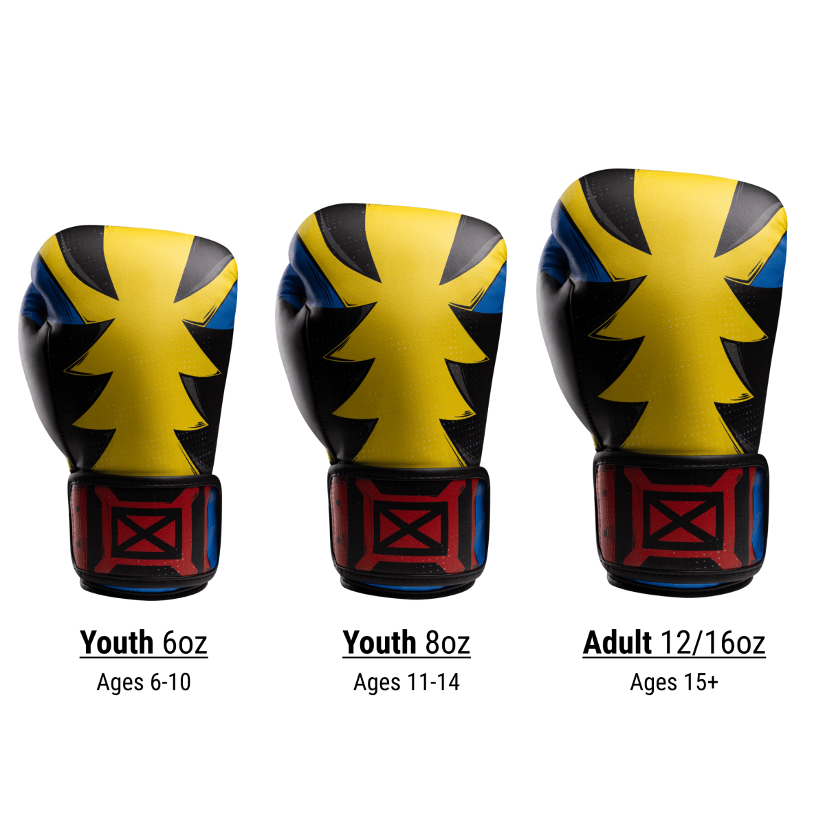 Größentabelle für Wolverine-Handschuhe unterteilt in Kinder- und Erwachsenengrößen
