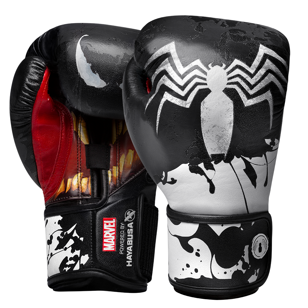 Coppia di guantoni da boxe Hayabusa Marvel Venom Hero Elite neri e bianchi