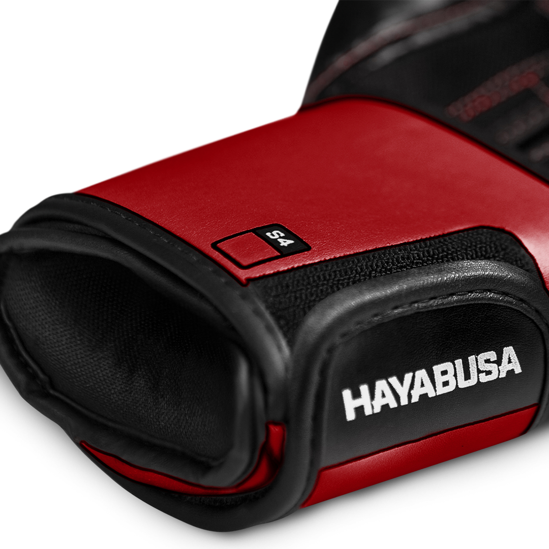 Vista interna del palmo traspirante del guantone rosso Hayabusa S4