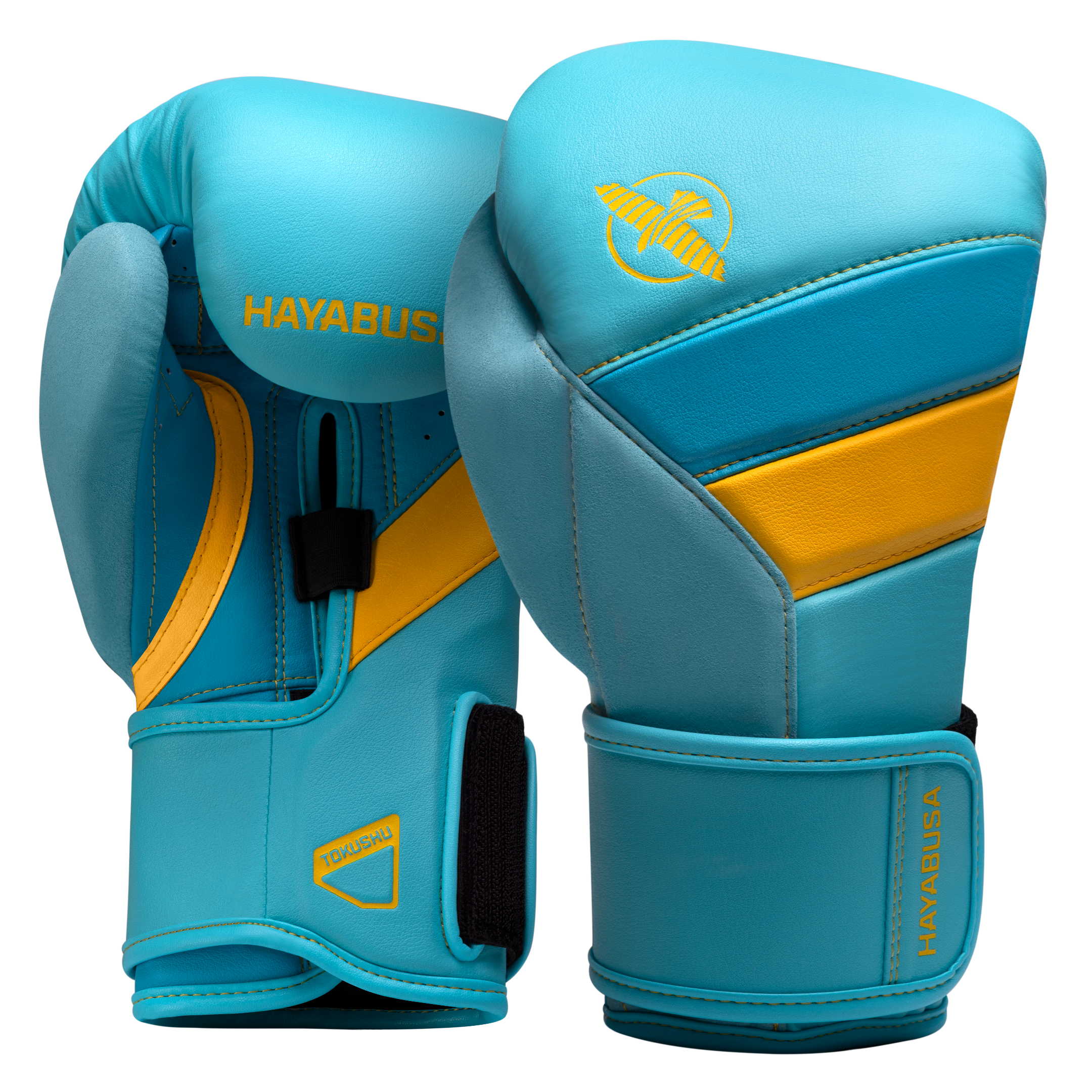 Guantoni azzurri con dettagli giallo neon Hayabusa T3.