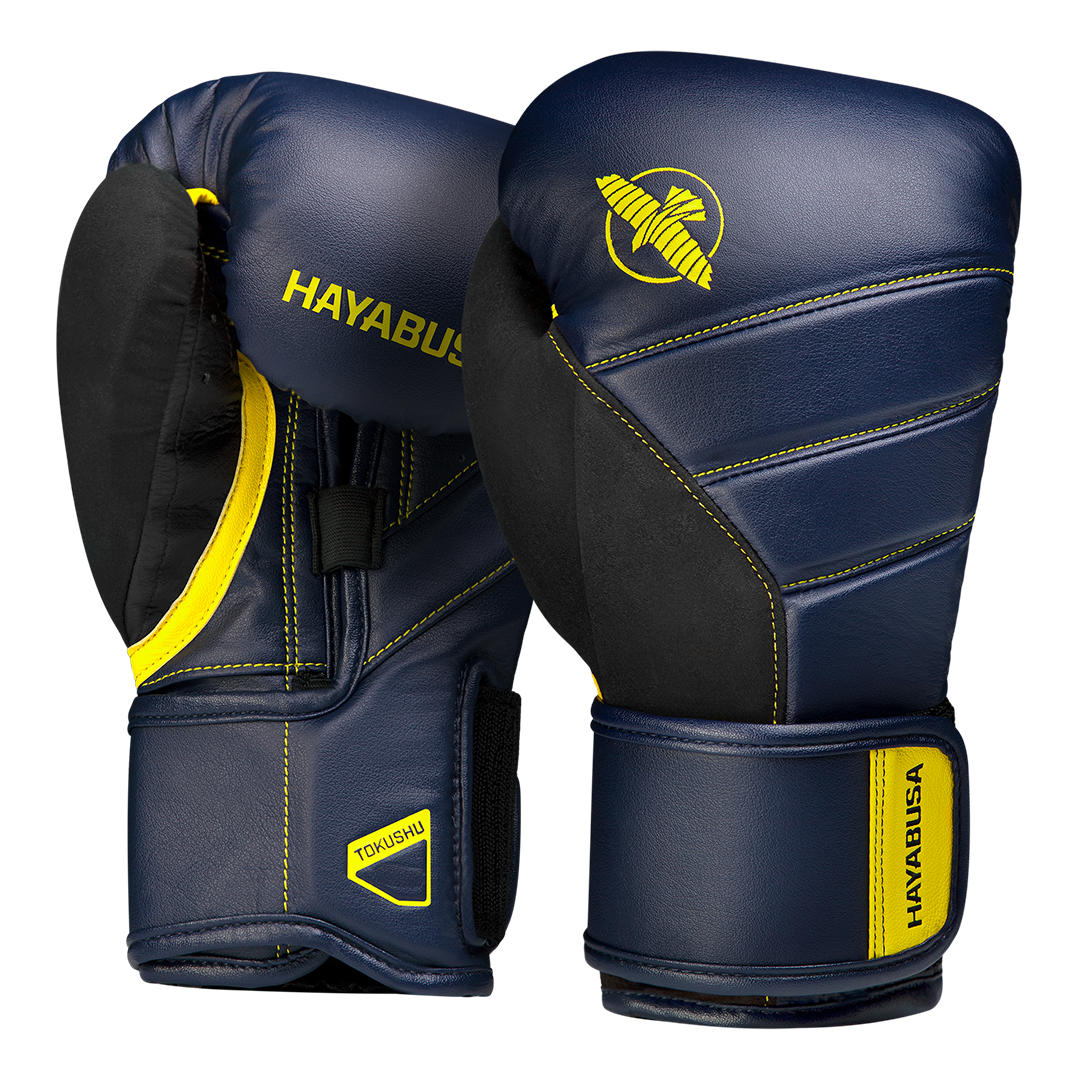 Paio di guantoni blu navy con inserti giallo acceso Hayabusa T3