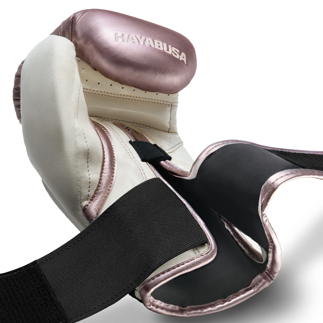 Chiusura a strappo aperta della variante rosa e oro.