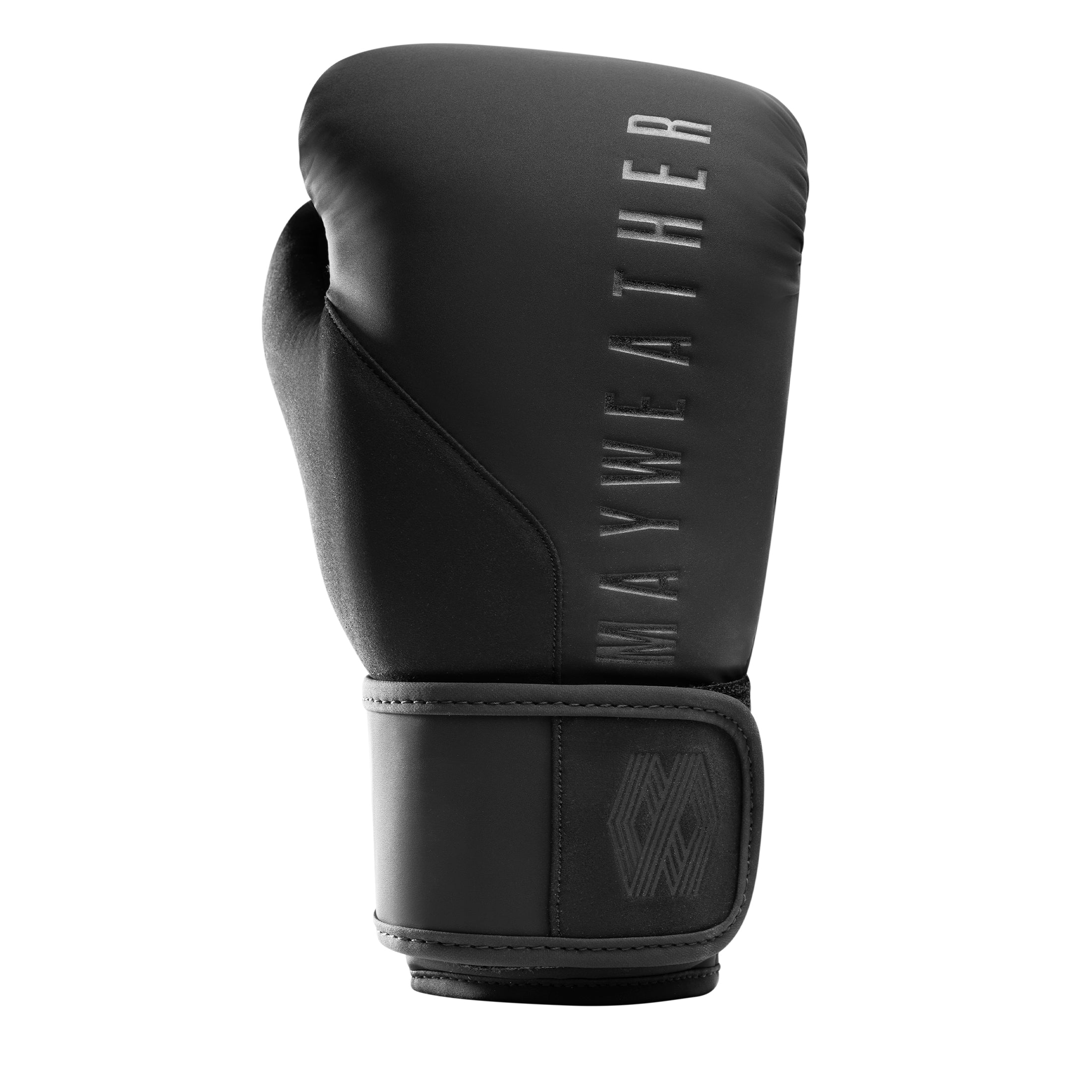 Dettaglio del sistema di chiusura Dual-X e supporto polso Triple-Splint dei guantoni Mayweather Champ neri