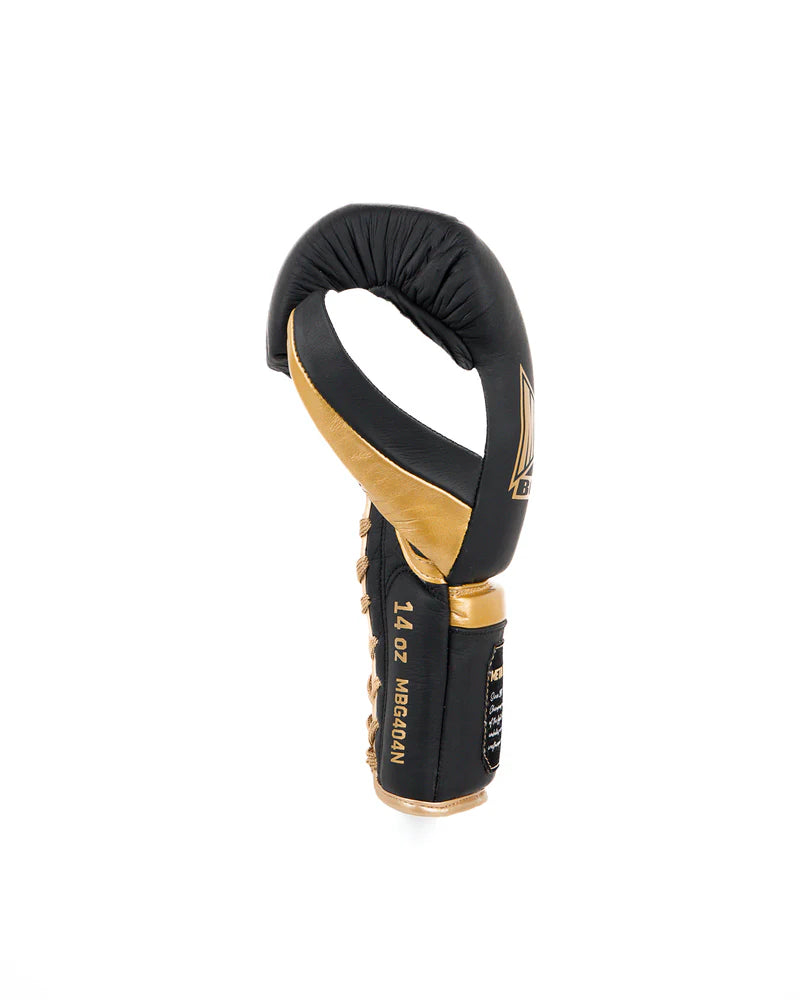 Vista laterale guantone Metal Boxe Legacy Sparring nero, supporto polso con lacci