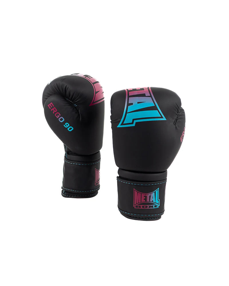 Coppia di guantoni Metal Boxe Ergo 90 Miami Vibe neri, protezione high-density per allenamento.
