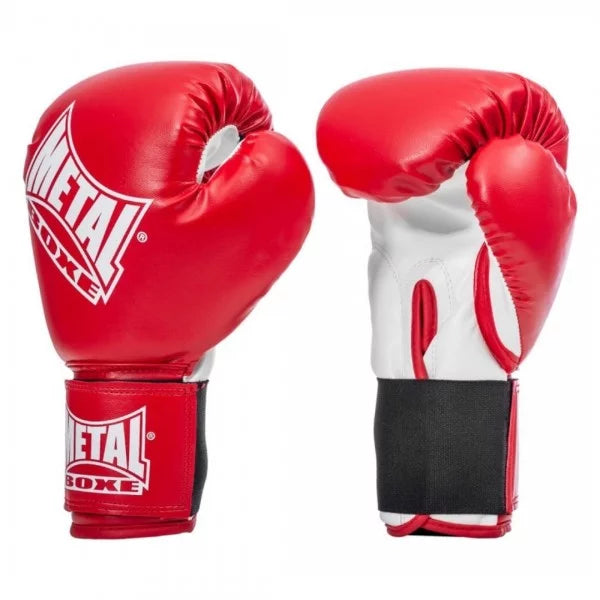 Vista frontale guantoni Metal Boxe Prima Boxe rosso per boxe educativa