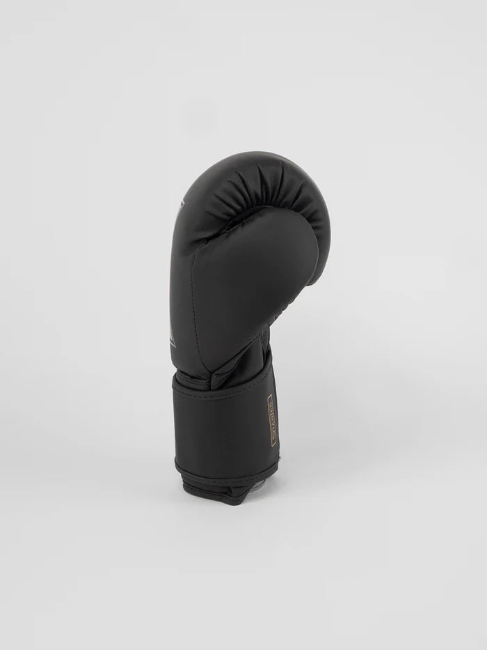 Vista laterale guantoni Metal Boxe Starter nero oro, serraggio velcro sicuro